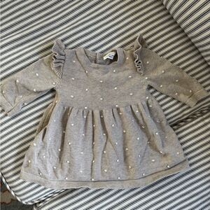 Viverano Gray Polka Dot Baby Dress with Ruffle Sleeves